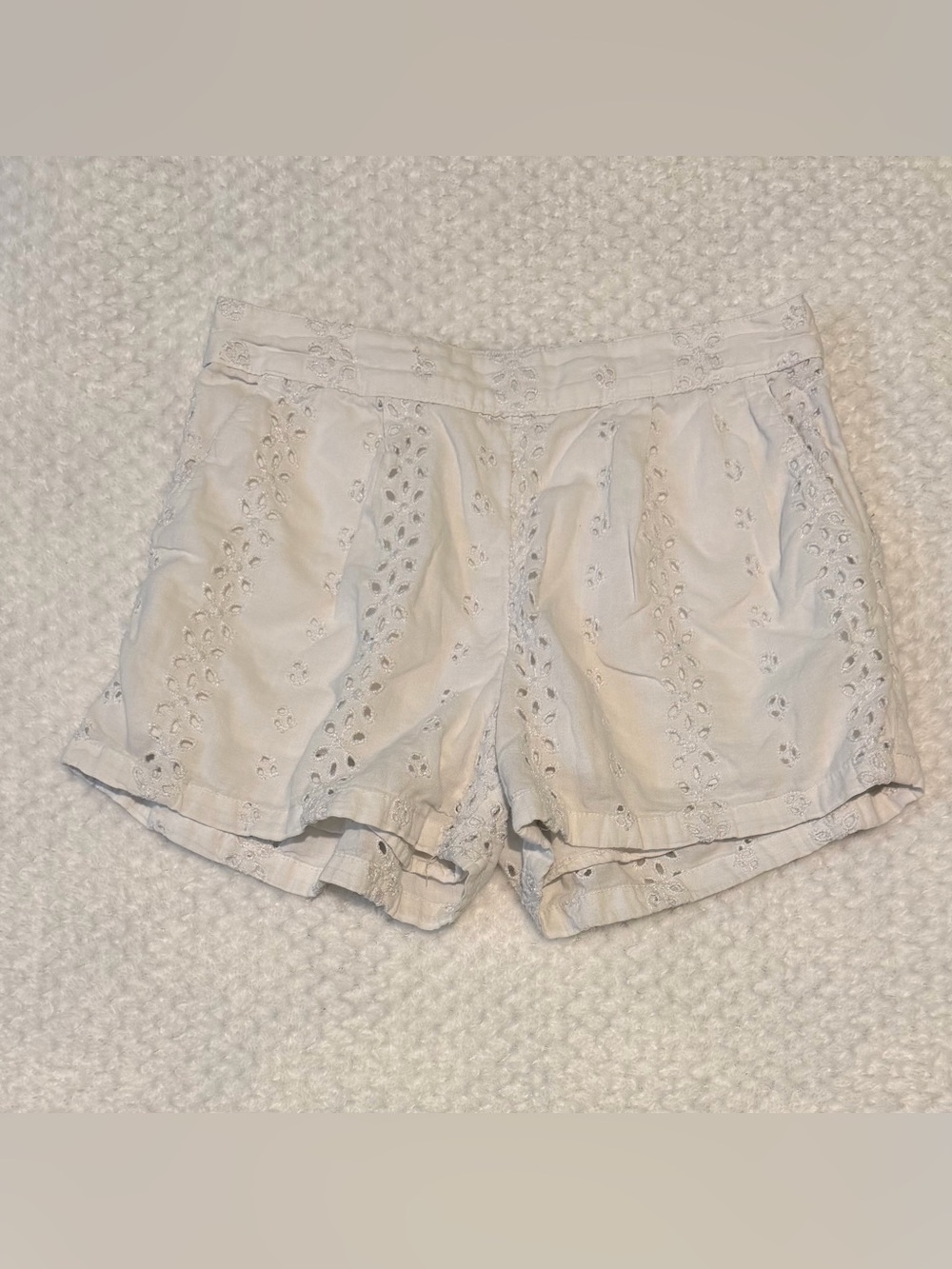 White eyelet cotton shorts